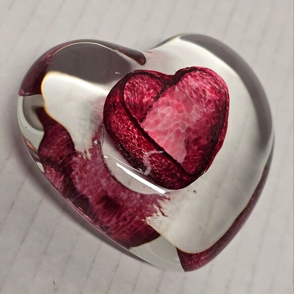 NOT FOR SALE Vintage Murano Italy Blown Glass Heart Paperweight - Picture 1 of 8